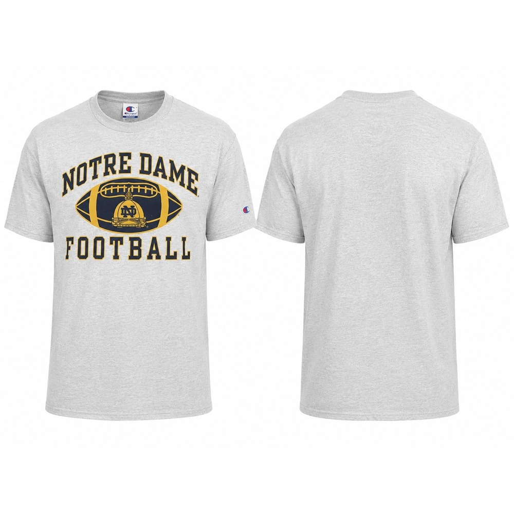 Vintage Champion Notre Dame Football T-Shirt Mens Medium Gray Heather Logo Tee